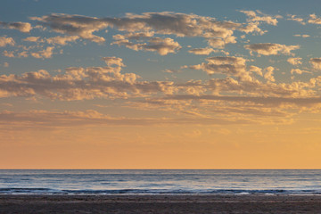 Sunset over the sea, at Formby in Merseyside