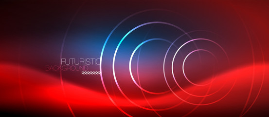 Neon glowing circles background