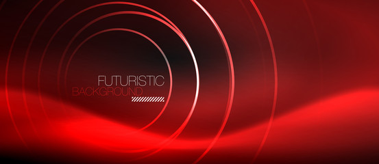 Dark abstract background with glowing neon circles