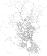 Mappa satellitare di Sana’a, Yemen, strade della città. Stradario e mappa del centro città