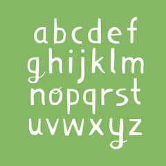 Vector lowercase alphabet for bio packaging.