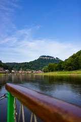 Fototapeta premium Beautiful view on Königstein castle from river Elbe in Saxony, Germany