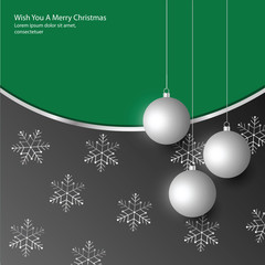Xmas Greeting With Silver Ball And Snowflakes