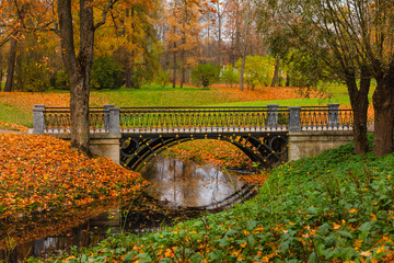 Bridge across the river.  Catherine Park. Pushkin, St. Petersburg, Russia