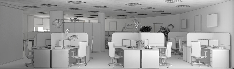 office, interior visualization, 3D illustration