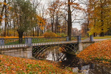 Bridge across the river.  Catherine Park. Pushkin, St. Petersburg, Russia