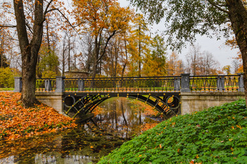 Bridge across the river.  Catherine Park. Pushkin, St. Petersburg, Russia
