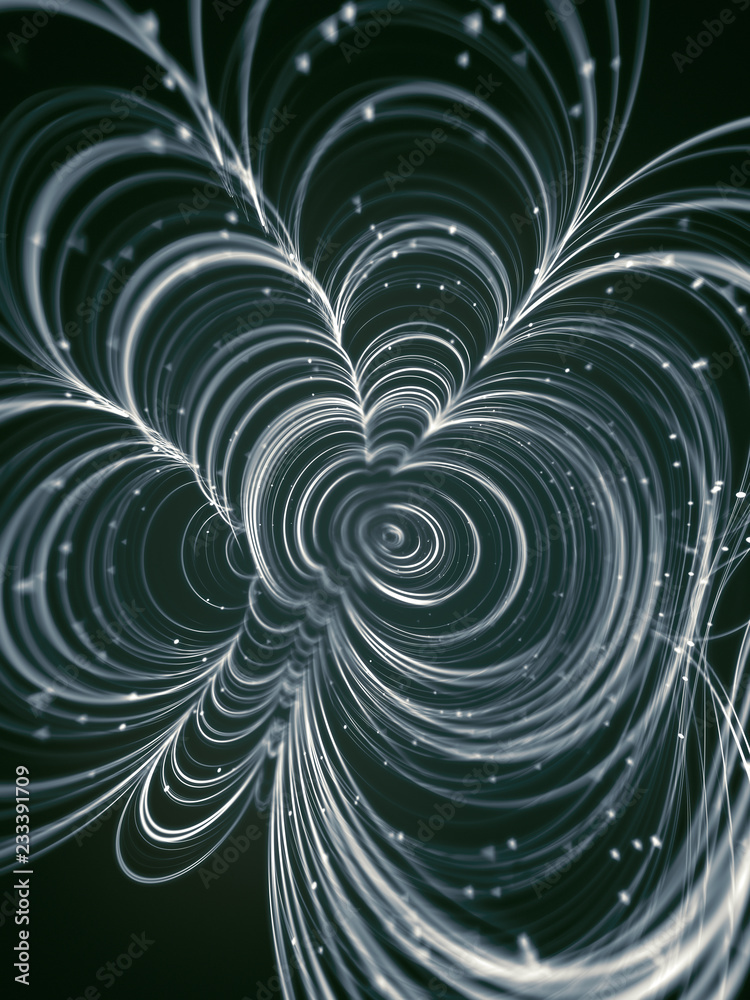 Aufkleber magic wavy rings with on a dark background. 3d rendering