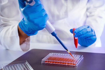 Biotechnology. Scientist working in lab.