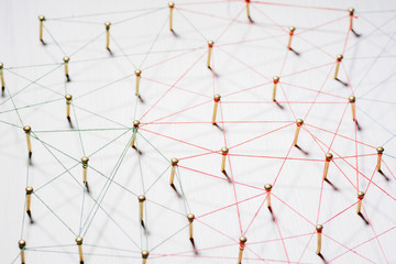 Linking entities. Network, networking, social media, internet communication abstract. A small...