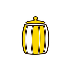 Wooden keg or honey pot. Beekeeping and apiary.