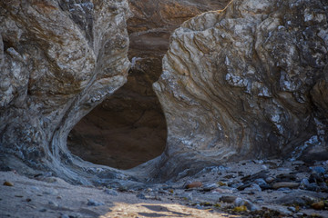 Hole between the rocks in the beach