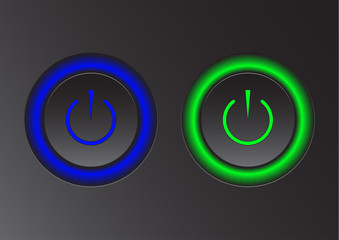 Power icon. Vector illustration on dark background. Power button logo.