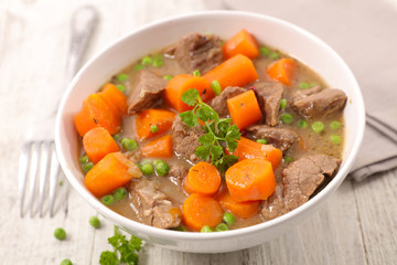 beef, carrot and pea