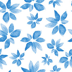 Floral seamless pattern painted with watercolor.
