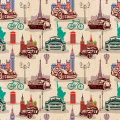 Seamless vintage travel background