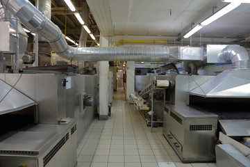 Industrial equipment and machinery at the factory of bread and sweets