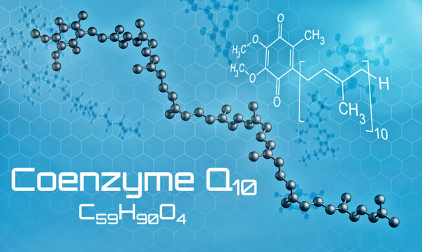 Three-dimensional molecular model of Coenzyme Q10 - 3d render