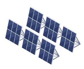 Solar battery on a white background. Symbol of renewable energy. Clean energy of the sun. Sign of modern technology, equipment for energy reproduction