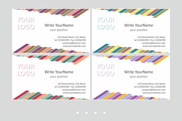 Minimalistic business card vector templates. Universal geometric design with multicolor accent - just place your text. In EPS - CMYK - Calibri