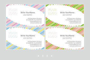 Naklejka premium Minimalistic business card vector templates. Universal geometric design with pale ovals - just place your text. In EPS - CMYK - Calibri