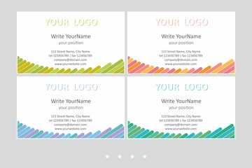 Minimalistic business card vector templates. Universal geometric design with bright accent - just place your text. In EPS - CMYK - Calibri