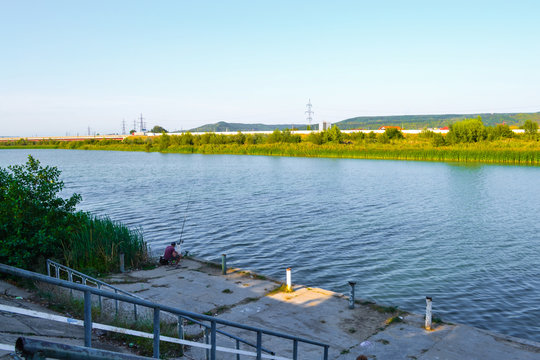 Person fishing on the river