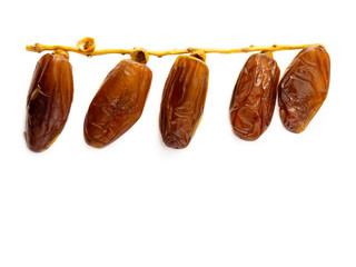 dried date fruits isolated on white background.