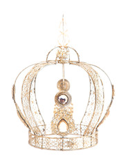 Royal Crown with Jewels and Made of Light Gold on a White Background