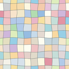 Seamless vector pattern. Colorful geometrical hand drawn background with horizontal and vertical lines. Simple chess print for background, wallpaper, packaging, wrapping, fabric.