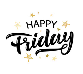 Happy Friday lettering, Positive hand written quote