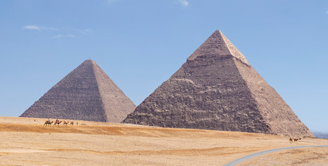 Fototapeta na wymiar Panorama of the area with the great pyramids of Giza, Egypt