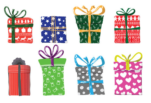 Vector image of holiday gifts for Christmas