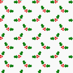 Christmas holly seamless pattern