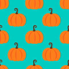 Orange pumpkins on blue background