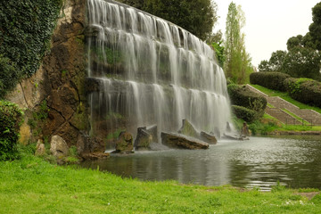 Waterfalls area, near the artificial lake at EUR district in Rome