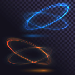 Abstract glowing ring on transparent background. Fast spin effect