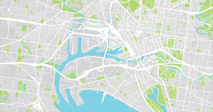 Urban vector city map of Melbourne, Australia