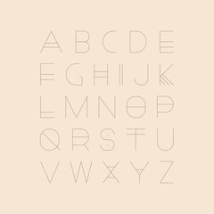 Vector futuristic font - minimalistic design. Modern english alphabet, thin latin letters