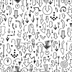 Vector seamless arrow pattern - doodle style, hand drawn design