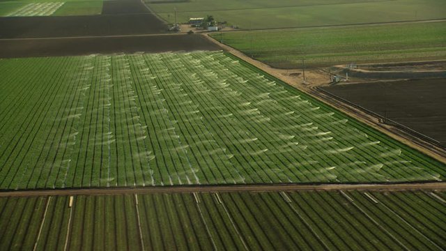 Aerial California USA Farming crops field water irrigation agricultural