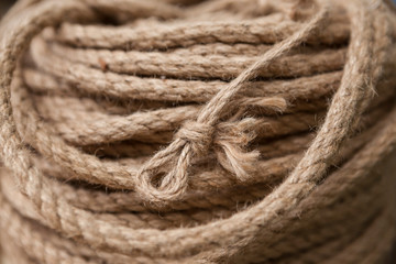 Coil of rope with marine knot loop.