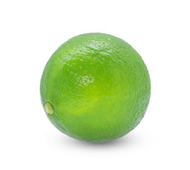 whole fresh green lime isolated on white background