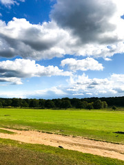 blue sky clouds grass park