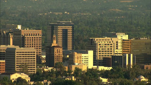 Aerial USA San Jose California Downtown city buildings Silicon Valley