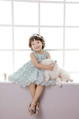 Little pretty Asian girl dressing as princess laughing portrait, healthy and happy lifestyle..