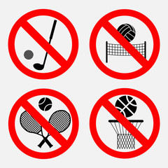 set of signs prohibiting games