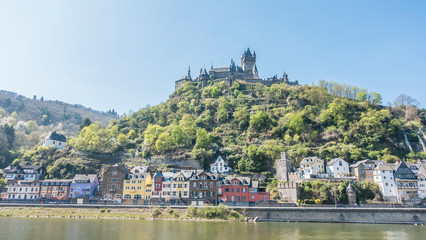 Obraz premium Picture of Cochem Castle from river Mosel during daytime in summer 2017