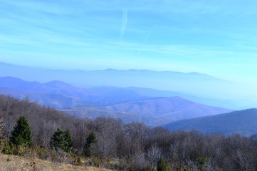 landscape of the hills and mountains in autumn
