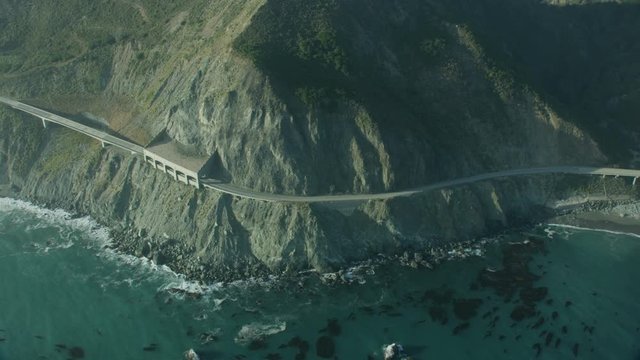 Aerial view Cabrillo Highway Big Sur California USA